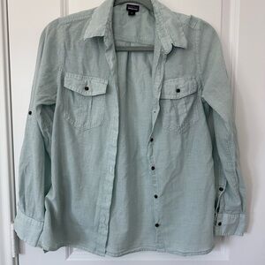 Patagonia Women’s Striped Green Button Down Shirt